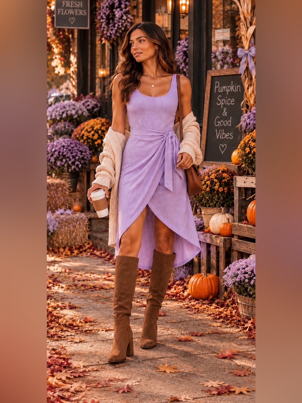 🛍️ CHICME Lavender Eyelet Lace Sleeveless Side-Tie Wrap Tank Dress Size MED - LG